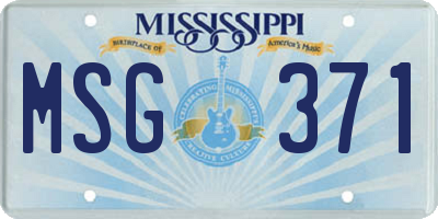 MS license plate MSG371