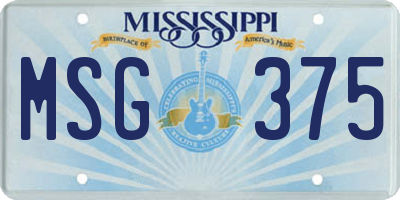 MS license plate MSG375