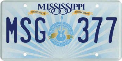 MS license plate MSG377