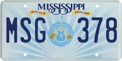 MS license plate MSG378