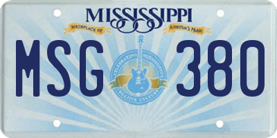 MS license plate MSG380