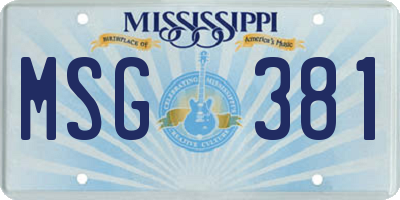MS license plate MSG381