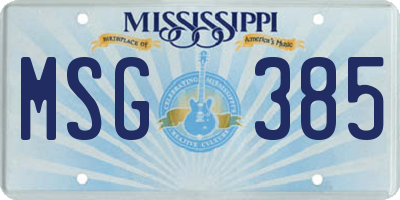 MS license plate MSG385