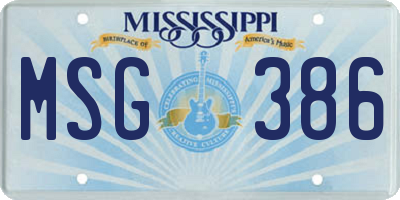 MS license plate MSG386