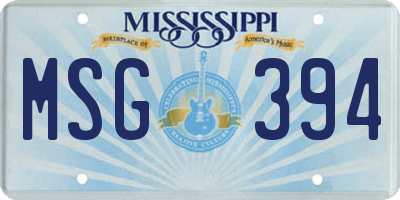 MS license plate MSG394
