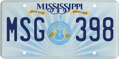 MS license plate MSG398