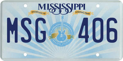 MS license plate MSG406