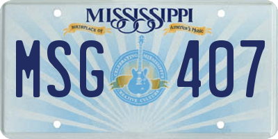 MS license plate MSG407