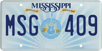 MS license plate MSG409