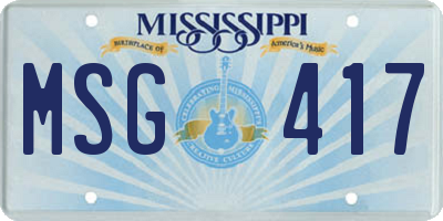 MS license plate MSG417