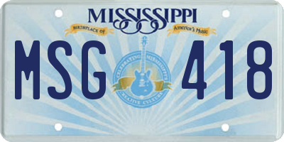 MS license plate MSG418