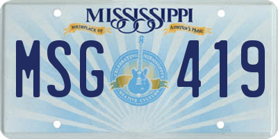 MS license plate MSG419