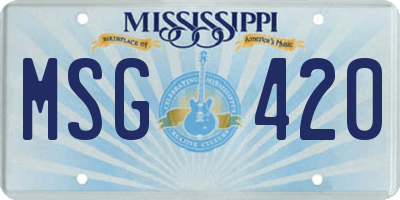 MS license plate MSG420