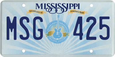 MS license plate MSG425