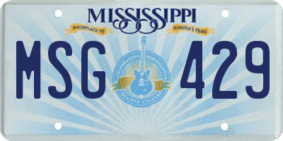 MS license plate MSG429