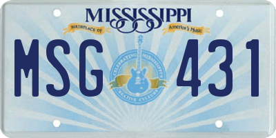MS license plate MSG431