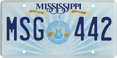 MS license plate MSG442