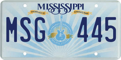 MS license plate MSG445