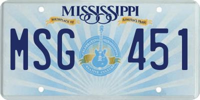 MS license plate MSG451