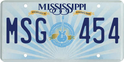 MS license plate MSG454