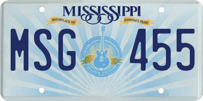 MS license plate MSG455