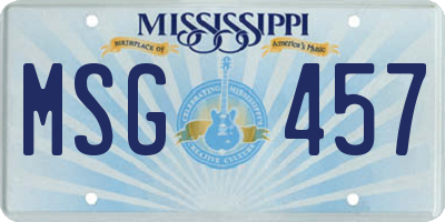 MS license plate MSG457