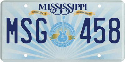 MS license plate MSG458
