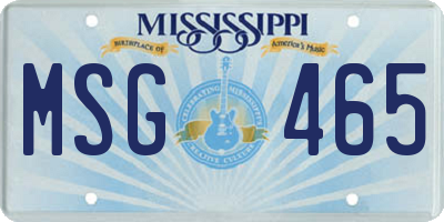 MS license plate MSG465