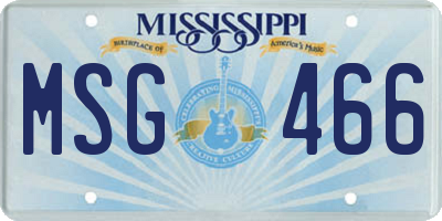 MS license plate MSG466