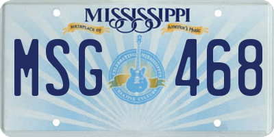 MS license plate MSG468