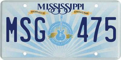 MS license plate MSG475