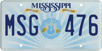 MS license plate MSG476