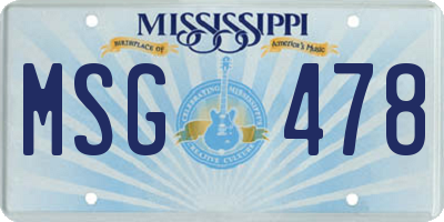MS license plate MSG478