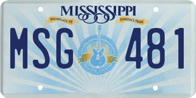 MS license plate MSG481