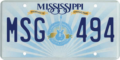 MS license plate MSG494