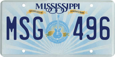 MS license plate MSG496