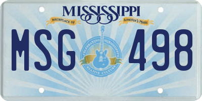 MS license plate MSG498
