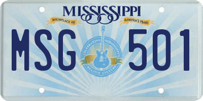 MS license plate MSG501
