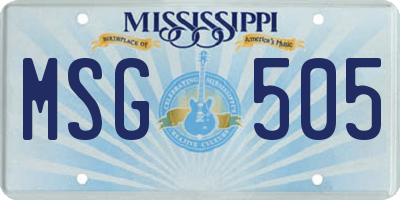 MS license plate MSG505