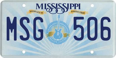 MS license plate MSG506