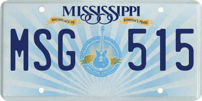 MS license plate MSG515