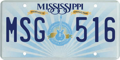 MS license plate MSG516