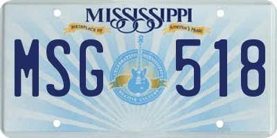 MS license plate MSG518