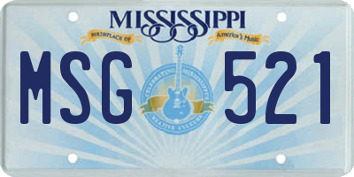 MS license plate MSG521