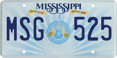 MS license plate MSG525