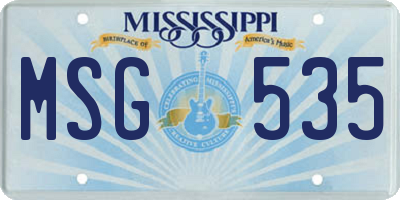 MS license plate MSG535