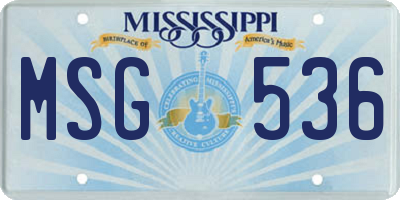 MS license plate MSG536