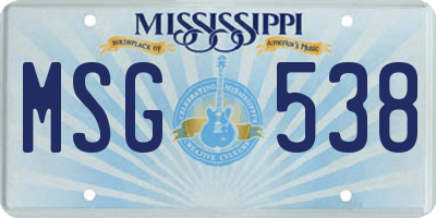 MS license plate MSG538