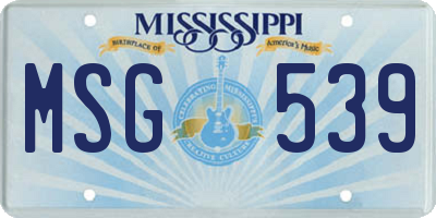 MS license plate MSG539