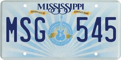 MS license plate MSG545